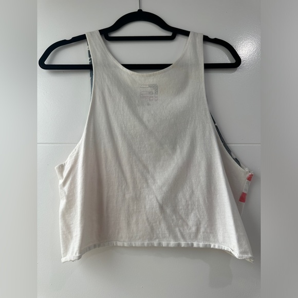 American flag cut off crop top red white & blue casual holiday summer beach M - Picture 11 of 12